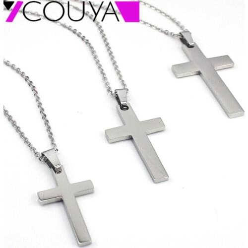 COUYA 2017 New fashion Classic Blank Cross Pendant Necklaces Prayer Christ Men Jewelry Stainless Steel Necklaces for Men Women