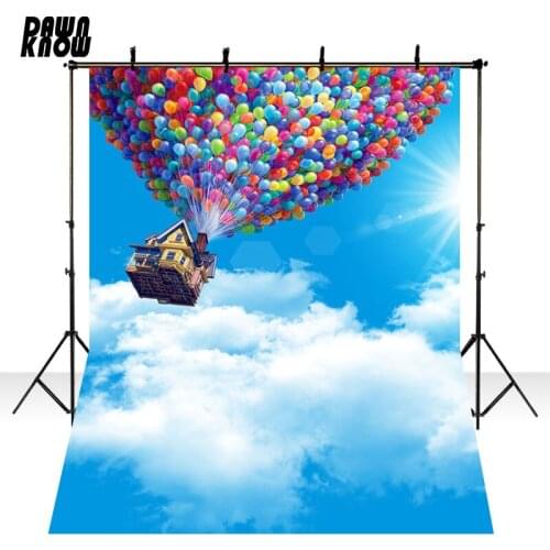 DAWNKNOW Colorful Balloon Fotografia Background Up Blue Sky Photography Backdrop For Children Photo Shoot Photocall lv1022