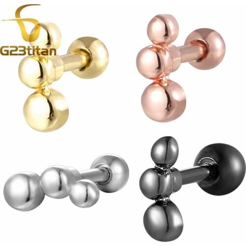 G23titan Ear Earrings For Cartilage Piercing 16G 6mm Surgical Steel Ear Studs Women Accessories Fashion Body Jewelry