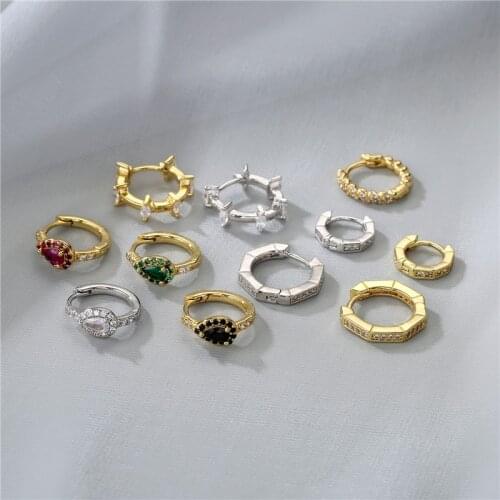 HECHENG，1 pair,New Fashion 2021,Small Hoop Earrings For Women ,CZ Earrings Gold Color Geometric Jewelry,Wholesale