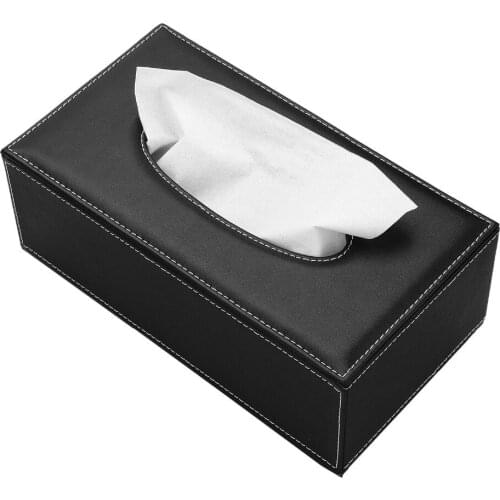 PU Leather Rectangular PU Leather Facial Tissue Box Napkin Holder for Home Office LTB004