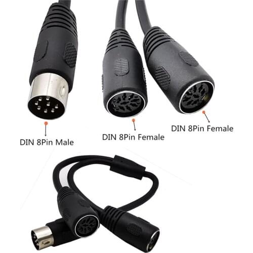 MIDI DIN 8-Pin Splitter Y cable Adapter 8-Pin male to 2 female cable 0.3m