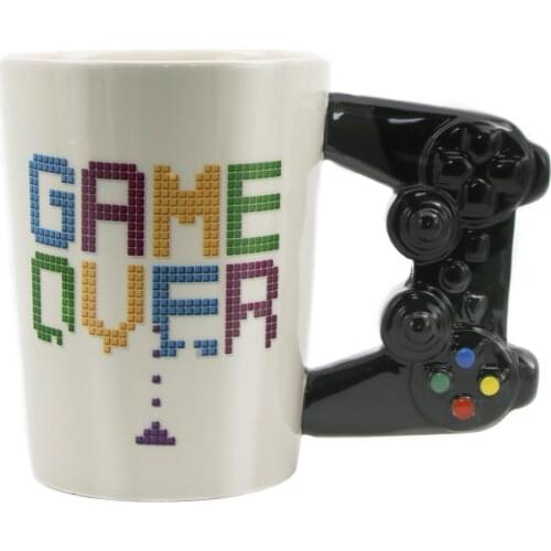 Game Over Ceramic Mug Gaming Style 3D Gamepad Controller Handle Coffee Milk Juice Mug Office Tea Cup Gamer Gameboy Birthday Gift