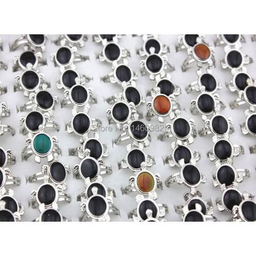 50pcs Magic Turtles Mood Rings Color Changing Emotion Temperature Changeable Opening Finger Rings Bands YR66
