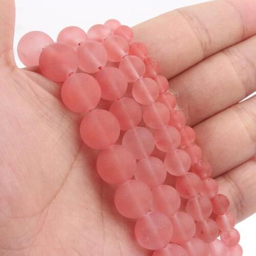 Natural Stone Dull Polished Matte Cherry Quartz Crystal Round Loose Spacer Beads For Jewelry Making DIY Bracelets 4/6/8/10/12mm