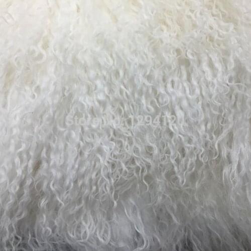Curly Long White Genuine Sheep Fur Pelt for Home Carpet/ Tatami/Blanket/Shoes ,Free Shipping