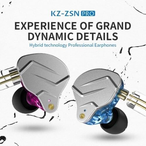 KZ ZSN PRO HIFI Metal Headset 1DD 1BA Hybrid Earphone Sport Noise Cancelling