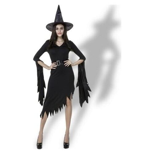 Hot Deguisement Adultes Black Sexy Irregular Freira Costume Witch Long Dress Halloween Costumes Women Cospaly Costumes CE324