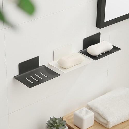 Metal Soap Holder Carbon Steel Soap Box Wall Mounted Drain Storage Rack Bathroom Organizer Free Punch