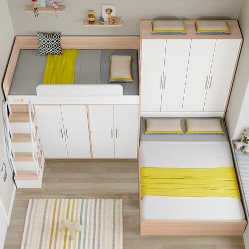Louis fashion childrens bed up and down bed integrated bed multifunctional combination staggered small family wardrobe double c