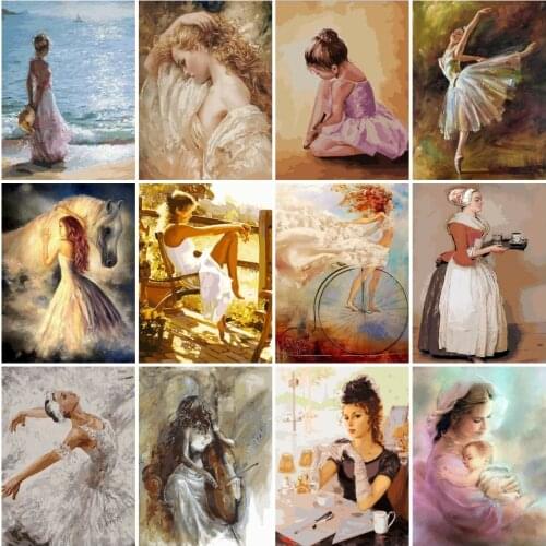 AZQSD Diy Paint By Numbers For Adults Girl Hand Paind Kit Canvas Painting By Numbers Portrait Home Decoration New Painter