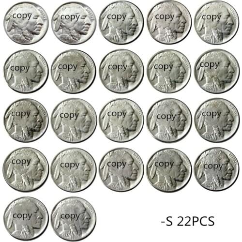 US A set of(1913-1938)S 22pcs Buffalo Nickel Five Cents Copy Decorative Coin