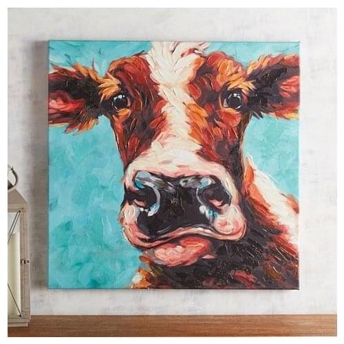 Hand Painted Animal new bull Wall Art 3D Texture Oil Painting Modern Abstract Wall Decor for Living Room Bedroom