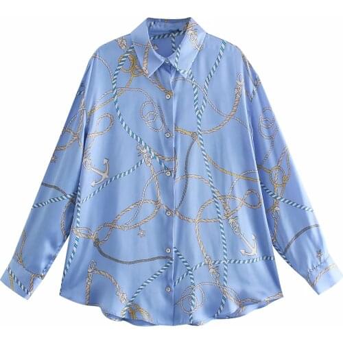 Za New Spring Autumn New Women Retro Printing Simple Style Loose Long Sleeve Shirt Casual Chic Tops XITIMEAO