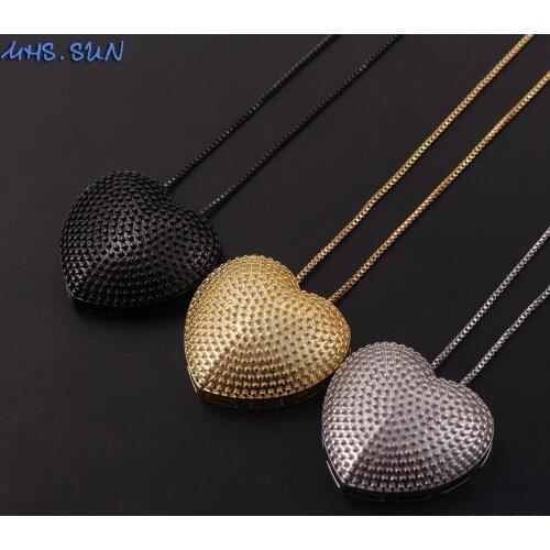MHS.SUN Charming Heart Pendant Chain Necklace Simple Design Alloy Pendant Necklace For Women Girls Valentines Day Gift 1Pc