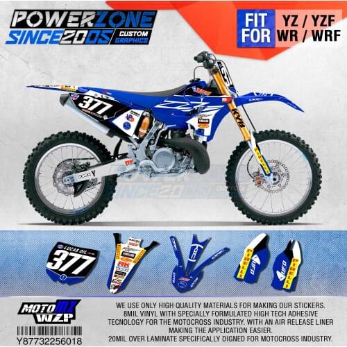 PowerZone Customized Team Graphics Backgrounds Decals 3M Custom Stickers For YAMAHA YZ125/250 X 1996-2001 2002-14 2015-2019 018