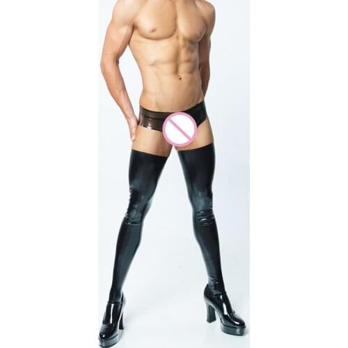 Sexy Mens Socks High Elastic Stocking Men Socks Spandex Male Patent Leather Stockings