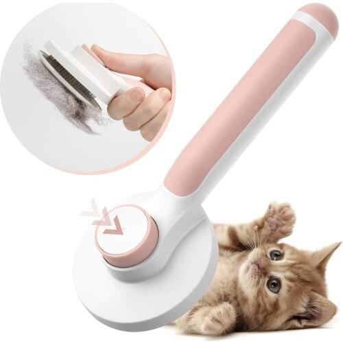 Cat Dog Grooming Brush, Self Cleaning Slicker Comb for Pet Grooming Brush Tool Gently Removes Loose Undercoat Tangled Hair