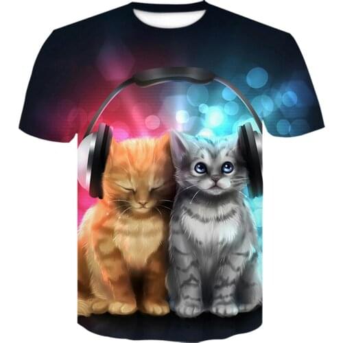 Cute music Cat Animal 3D Printed Fashion T-Shirt Cartoon Men/women T Shirt Children Shirts Girls Casual Childrens tshirt s-6xl