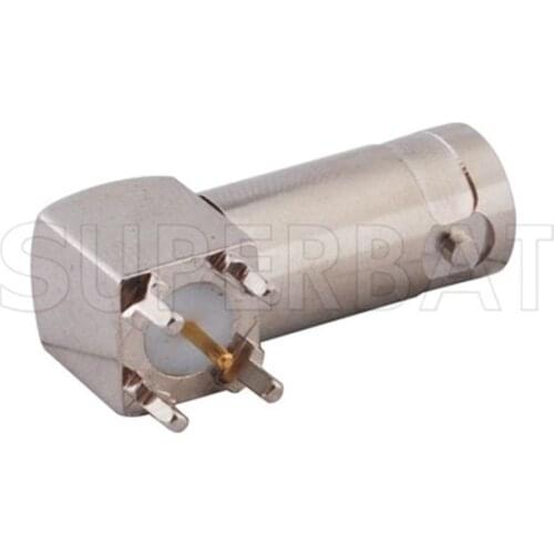 Superbat 10pcs BNC Thru Hole Jack Right Angle PCB Mount RF Coaxial Connector