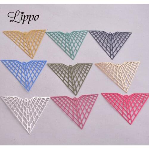 30pcs AB3676 35*40mm Silver-plate Triangle Prints Charms Brass Metal Diy Jewelry Accessories