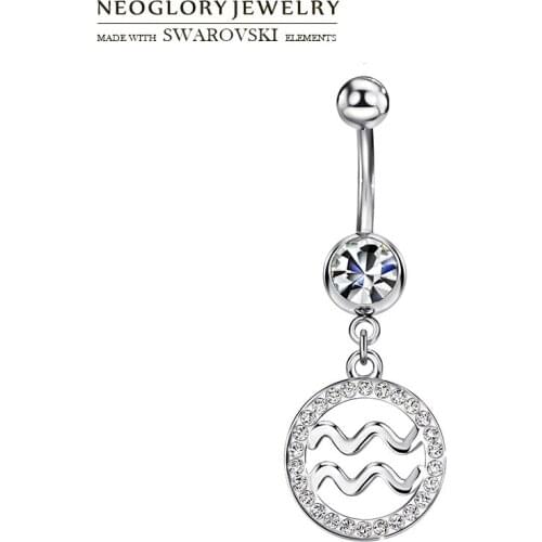Neoglory Austria Rhinestone Body Jewelry Trendy Round Waves Stylish Navel & Bell Button Ring Alloy Plated For Summer
