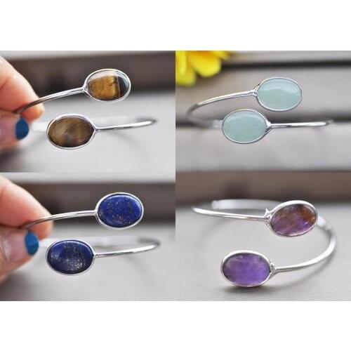 Z10849 17mm Egg Gemstone Bracelet Bangle