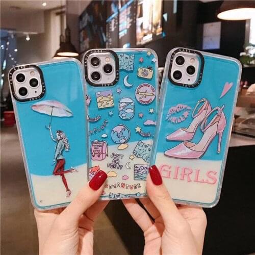 Funny Case For iphone11 Pro max Liquid Sand Case for iphoneXS Max 8Plus Noctilucent case for iphone XR 30pcs DHL Free