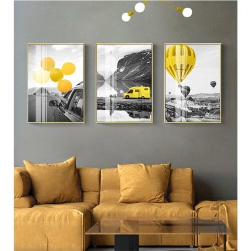 Yellow Car Train Motorcycle London Wall Art Canvas Painting Nordic Posters And Prints Decoration Pictures For Living Room Decor