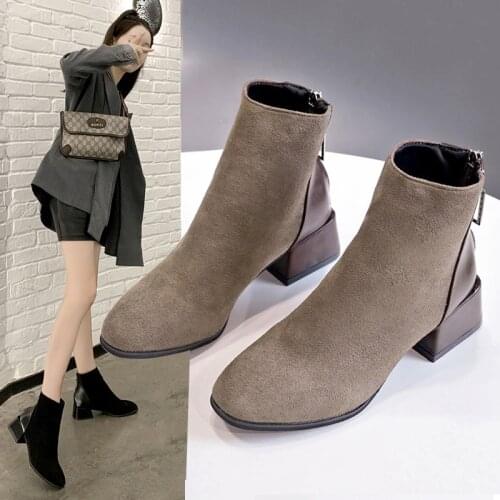 Hot NEW Boots Women 2020Ankle Boots For Women Hiah Heel Winter Shoes Women Zipper Boots Size 43 Botas Mujer