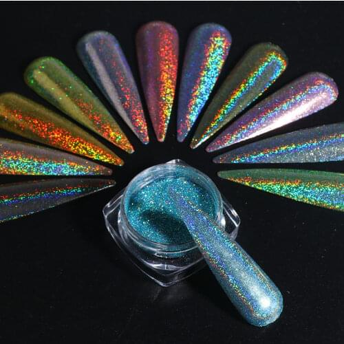 1Box Glitter for Nails Holographic Powder Mirror Chrome Dip Pigments Laser Sequin Nail Art Decorations Dazzling Dust LA1028-1