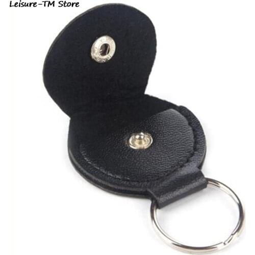 1PC Leather & Metal Black Electric Guitar Pick Holder Plectrum Case Bag Guitar Parts Accessories Black Color