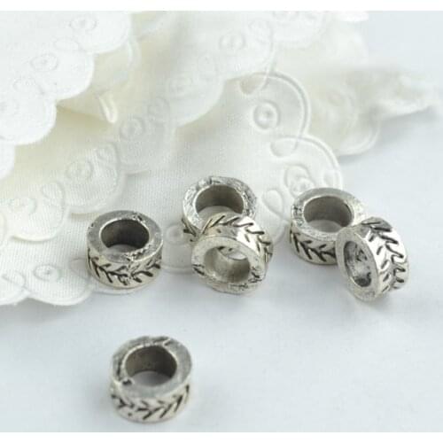 20 pcs Wholesale Metal Round Shape Beads Tibetan Silver big hole Beads for Bracelet Jewelry Making 18108