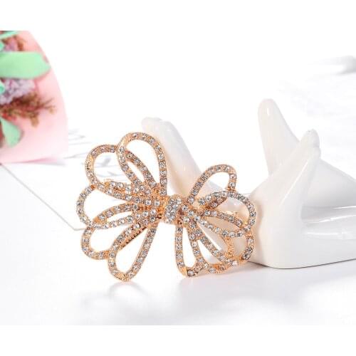 2021 Fashion Golden Rhinestone Bow Brooches for Women Enamel Brooch Pins Jewelry Accessories