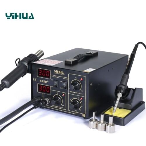 500 Celsuis Hot Air Soldering Station With Soldering Iron Heat Gun Tool BGA Welding Station SMD Desoldering Station YIHUA 852D