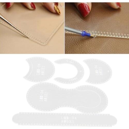 5x Clear Wallet Pattern Stencil Kit Leather Craft Sewing Template Mould