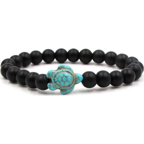 8mm xg423 black Frosted agate Onyx bead Bangles turquoise tortoise Buddha Prayer Yoga Bracelet women men nature stone