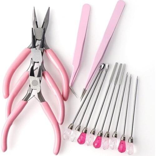 8-Piece Handmade Pliers Toothless Pointed Round Slant Tip Cutting Pliers Hardware Tools Mini Pink Pliers DIY Tools