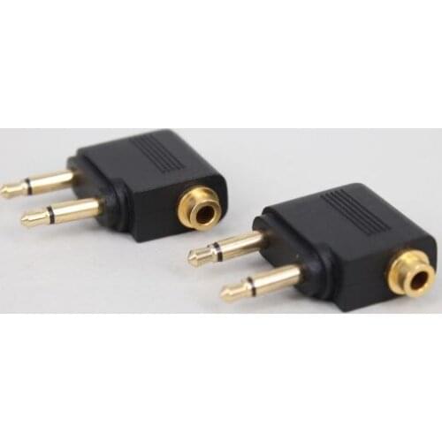 3.5 Jack Gold plated Airplane Headphone Audio Converter Connector Double 3.5mm Mono Plug to 3.5mm Dual Channel Stereo Jack