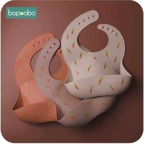 Bopoobo 1PC Baby Bib Silicone baby Eating Bib Three-dimensional Disposable Child Bib Fasion Style Robbert Silicone BPA Free Bib