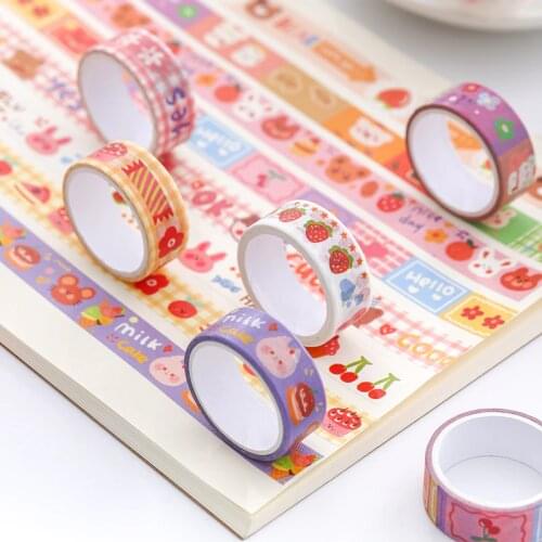 1Pcs Colorful Cartoon Washi Tape Scrapbooking Stationery Decoration School Supplies Cute Tape Diary Stickers Handmade Material