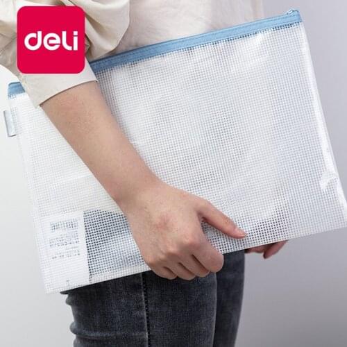 Deli 1pc A4 Transparent Zipper Bag Envelope Information File Bag Folder Student Storage Multi Purpose Stationery Office Supplies
