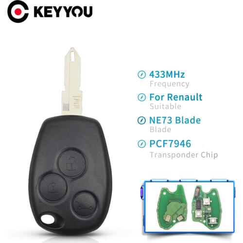 KEYYOU Remote Car Key PCF7946 Chip 434MHz 2/3 Button For Renault Trafic Vivaro Primastar Movano Dacia Replacement NE73 Blade Fob