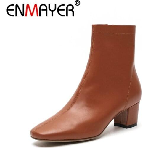 ENMAYER Woman Ankle boots Winter Pointed toe Short boots Black Size 34-39 Causal Pleated High heels Slip on Thin heels CR2028