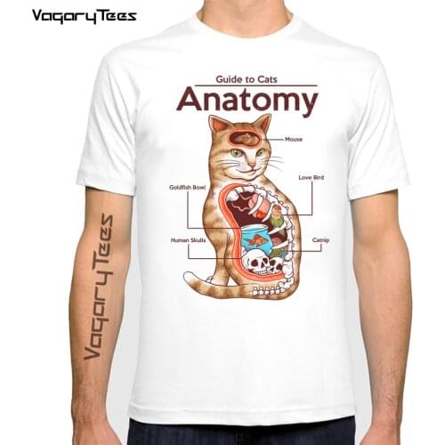Homme kawaii meow streetwear CAT t-shirt Anatomy of a Cat funny t shirt men summer new white casual short sleeve tshirt