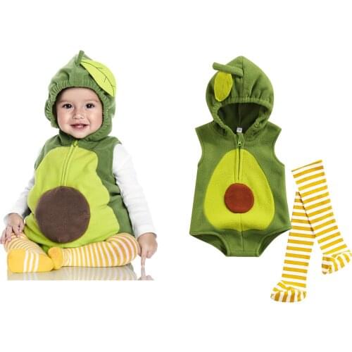 Lioraitiin 0-24M Newborn Infant Baby Boy Girl Bodysuit Fashion Sleeveless Hooed Jumpsuit Avocado Clothing Legging 2Pcs Outfit