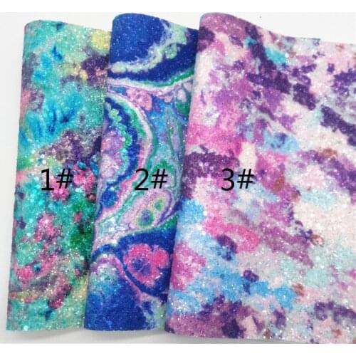 LEOsyntheticoDIY Blue Chunky Glitter Vinyl Fabric Sheet Felt Backing Synthetic Leather Faux Vinil Earrings Bows DIY Fabric R179B