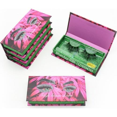 2021 Hot Pink Leaves Mink Eyelash Packing Free Tray Magnetic Eyelashes and Eyeliner Set With Case Wholesale Custom Lashes Box