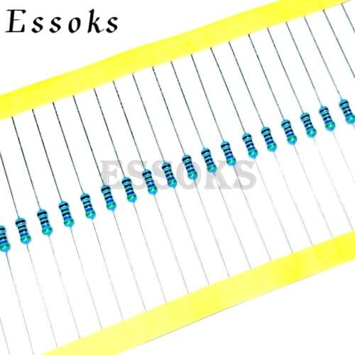 100pcs 1/4W 1R~4.7M 1% Metal film resistor 100R 220R 470R 1K 2.2K 4.7K 10K 22K 47K 100K 220K 470K 100 220 2K2 4K7 ohm resistance