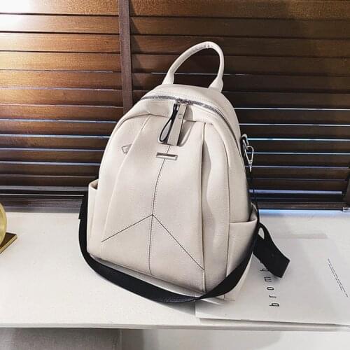 2021 summer new white Womens backpack soft leather girl school bag luxury brand travel backpack large capacity shoulder bag